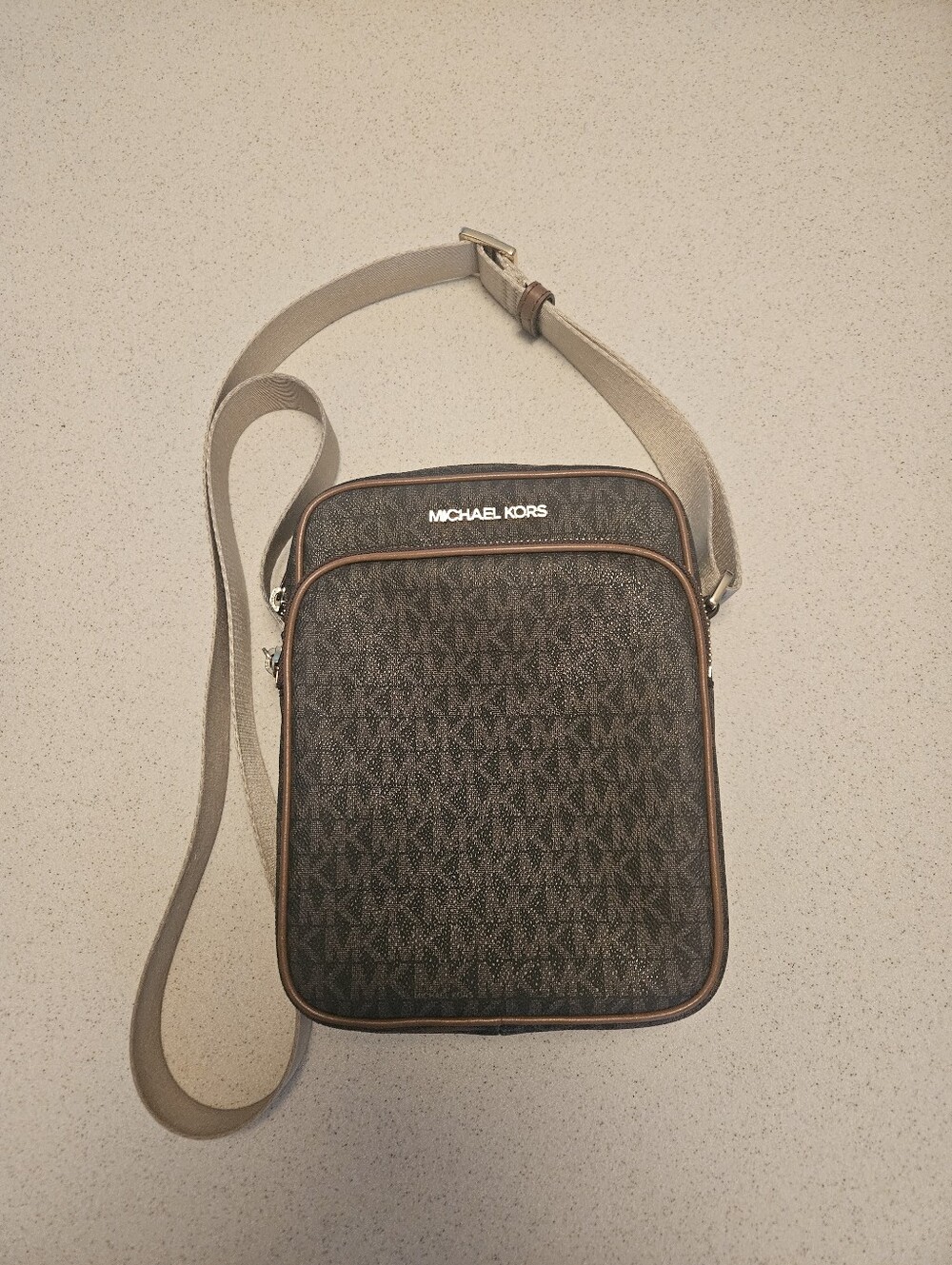 Michael Kors Jet Set Crossbody Signature Brown Purse PVC Coated Canvas - Picture 2 of 13